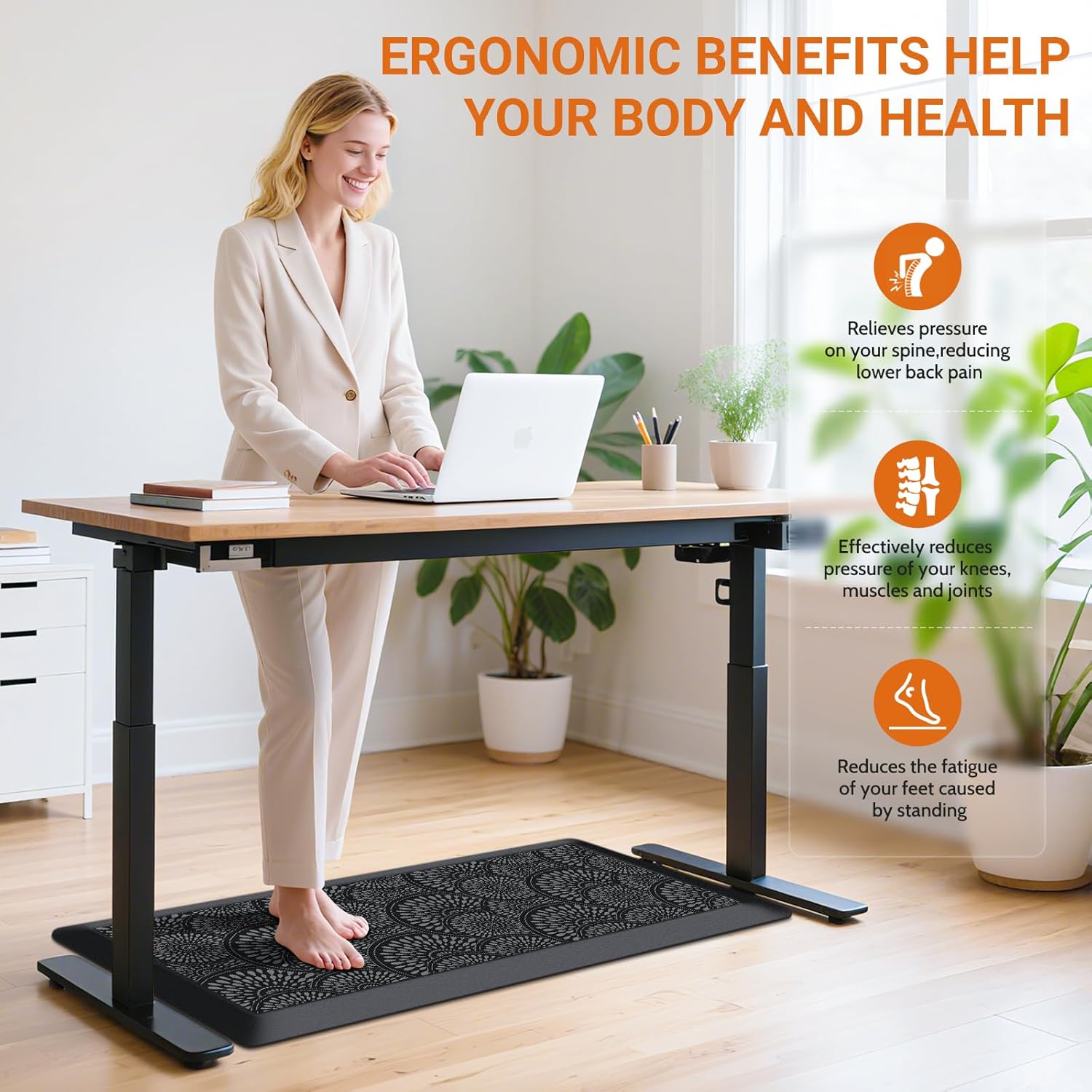 Mattitude 4/5 Inch Kitchen Mat, 17.3x39in Heavy Duty Ergonomic Comfort Foam Standing Desk Mat, Waterproof Non-Slip Standing Mats and Rugs for Kitchen, Office, Black