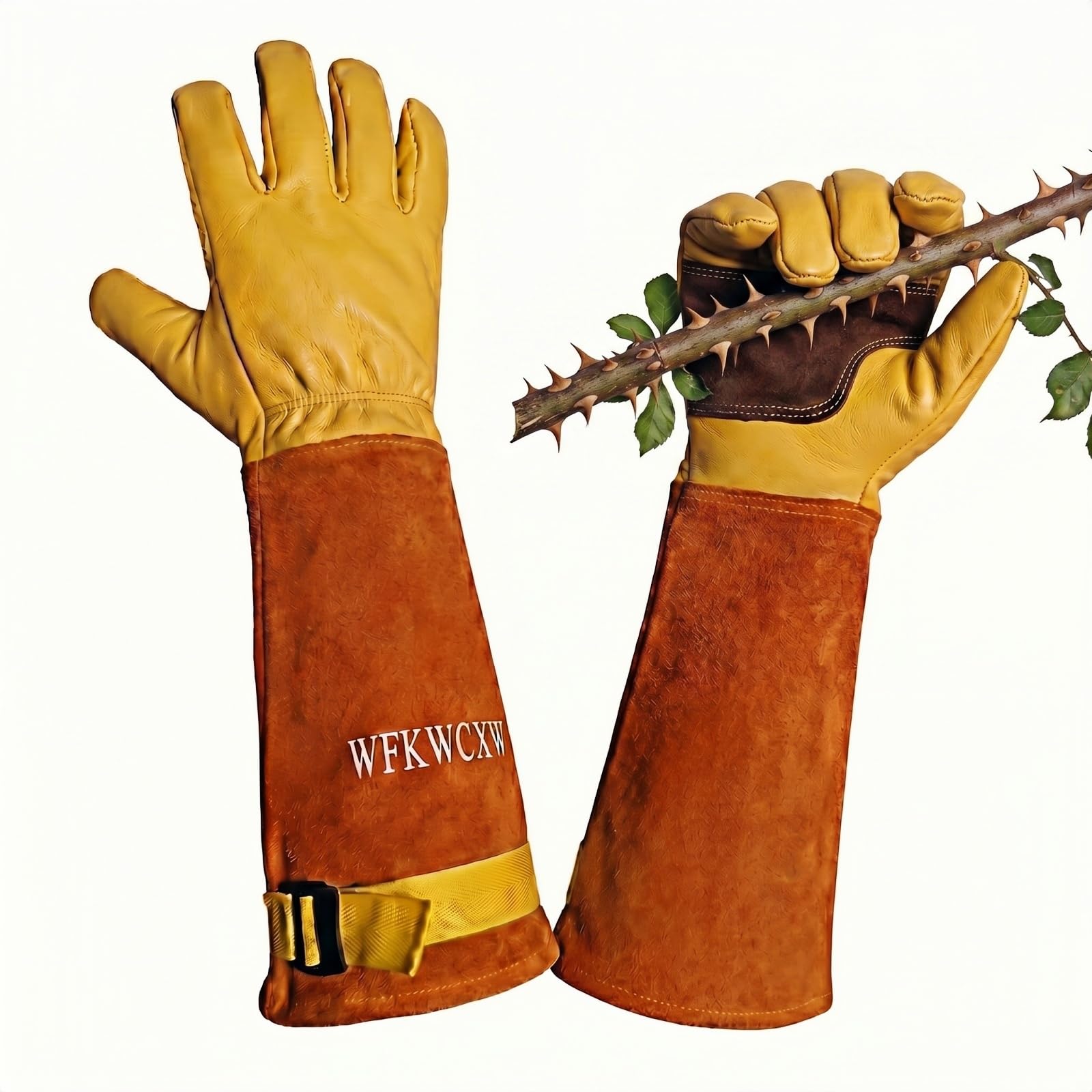 WFKWCXW Cowhide Long Gardening Gloves