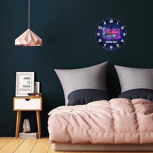 Miniatura 5 de MLIANCEN Reloj de pared personalizado de barbería para añadir tu texto, reloj de peluquería personalizado para sala de belleza, regalo para