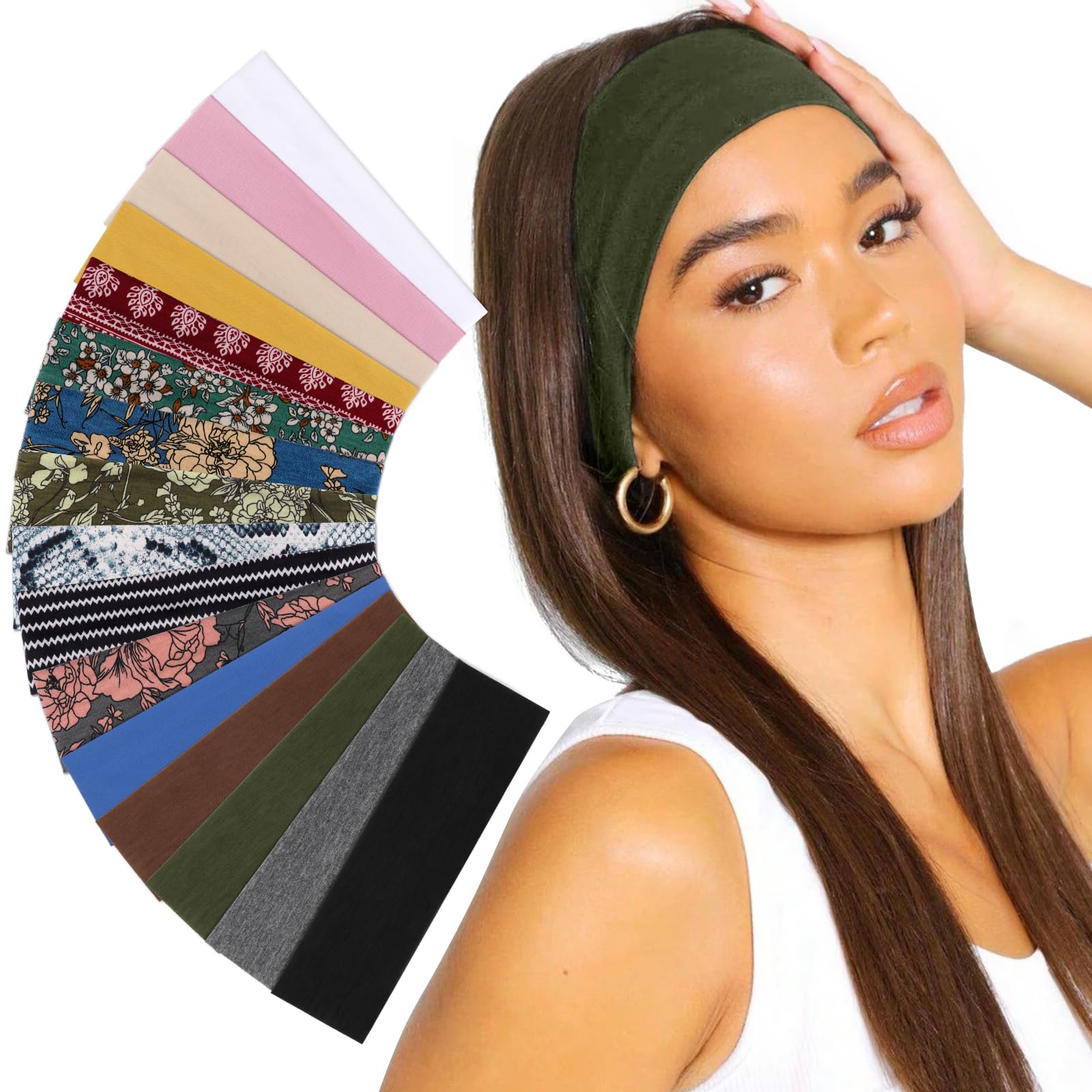 DRESHOW 6cm Wide Headband for Women Men Stretchy Head Band Gym Exercise Yoga Headbands for Women's Hair, Breathable Hair Band for Sweat-Wicking