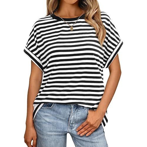 AUTOMET Women Tops Casual Basic T Shirts Loose Fit Crewneck Short Sleeve Summer Outfits