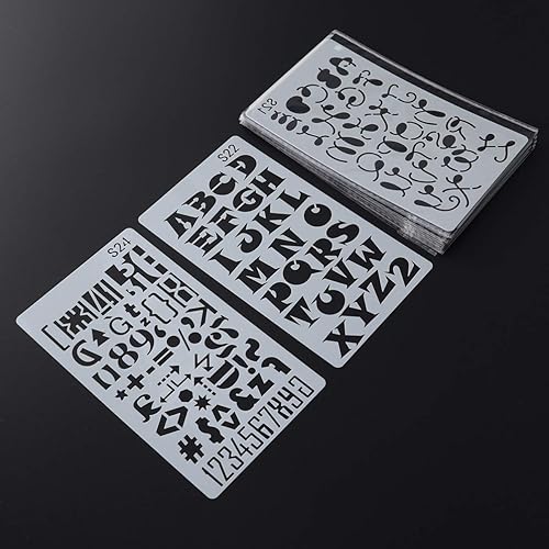 Miniatura 3 de COHEALI Plantilla de dibujo, 24 plantillas de pintura huecas del alfabeto, plantillas de números de letras, diario, diario, plantillas de