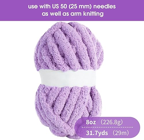 Vista 27 de HOMBYS Hilo de felpilla grueso y voluminoso para tejer a mano, hilo grueso y esponjoso para tejer a mano, hilo de felpa suave, paquete de 8