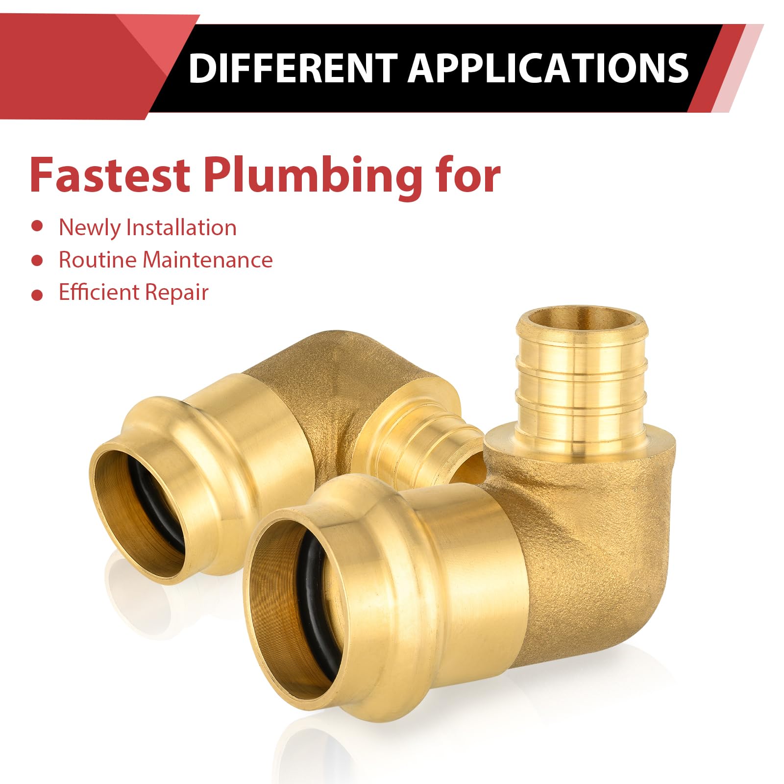 EFIELD - Prensa de 3/4 pulgadas x 3/4 pulgadas PEX B, accesorios de latón para conexión de tuberías de cobre y Pex (paquete de 5)