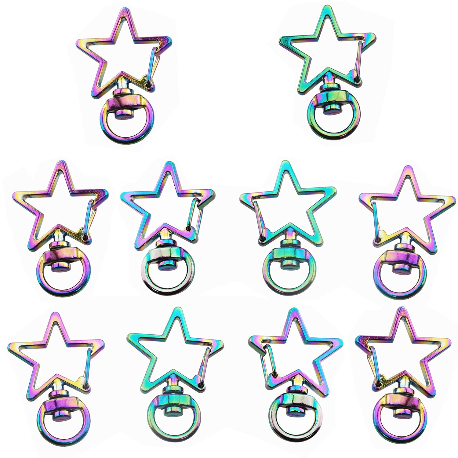 Amazon.com: ITROLLE Star Snap Hook 10PCS Rainbow Color Star Shape