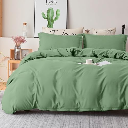Juego de funda de edredón de 3 piezas, funda de edredón de microfibra ultra suave de doble cepillado con cierre de cremallera y lazos en las