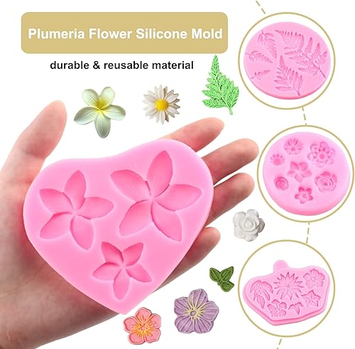 Miniatura 2 de ZiXiang Moldes de silicona de hojas de helecho, moldes de fondant de flores tropicales para decoración de pasteles, decoración de cupcakes, arcilla