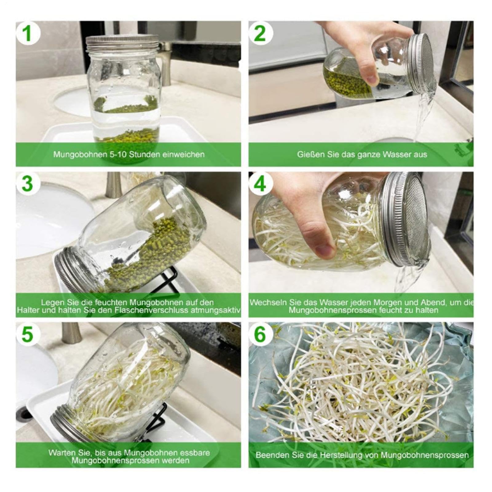 Générique Kit de Pots de – Récipients en Verre de 950 ML, germoir à