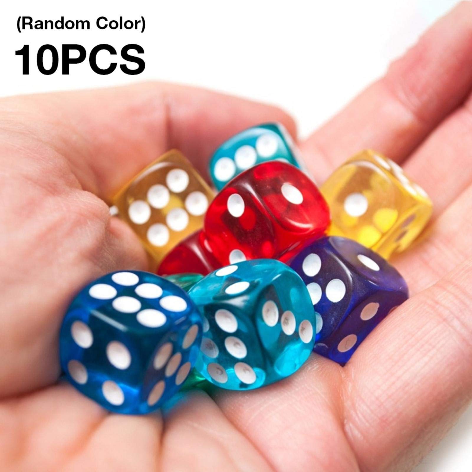 Lot de 50 dés de jeu, 10 couleurs transparentes, en acrylique, dés de collecte de dés pour DND, MTG, RPG, Tenzi, Yahtze, Bunco, jeux de table, avec 1 sac de rangement pour