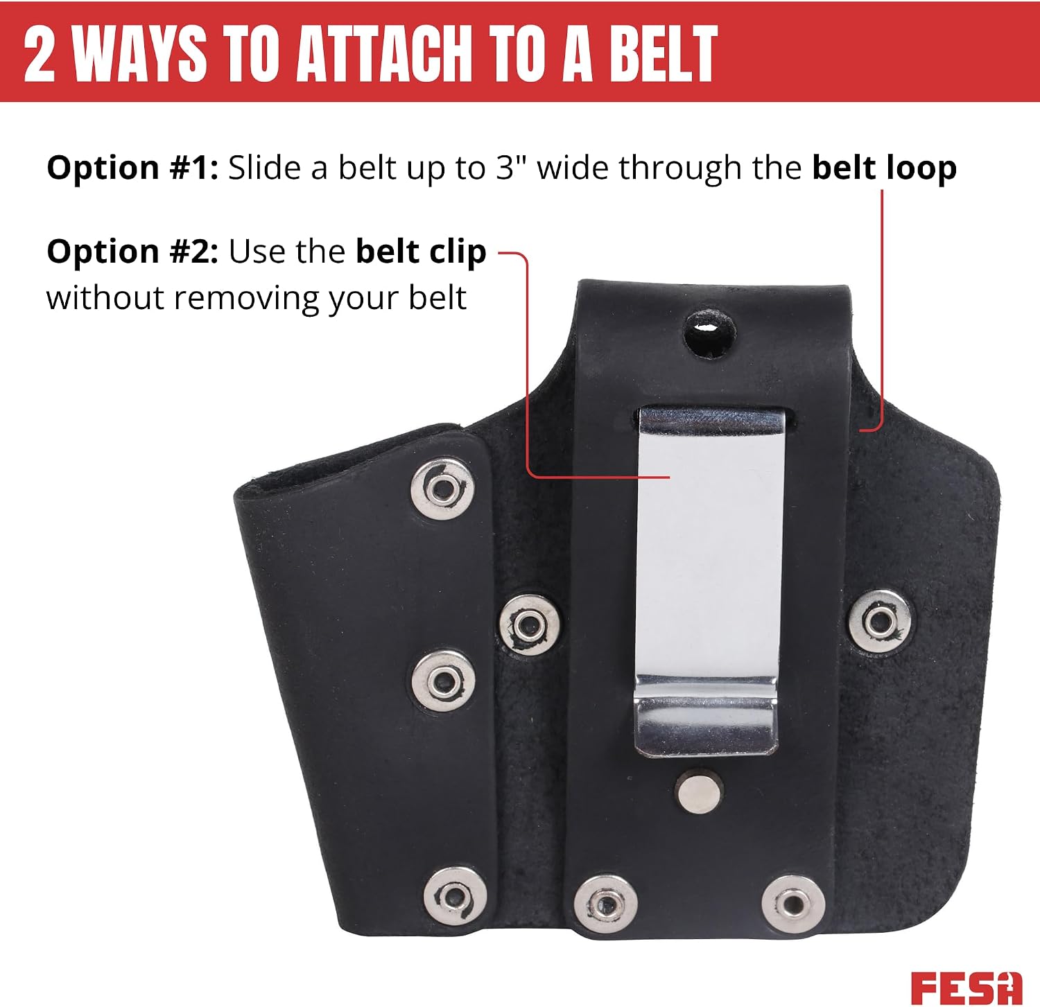 FESA Leather Tape Measure Holder, for DeWalt and Milwaukee Tools image 4