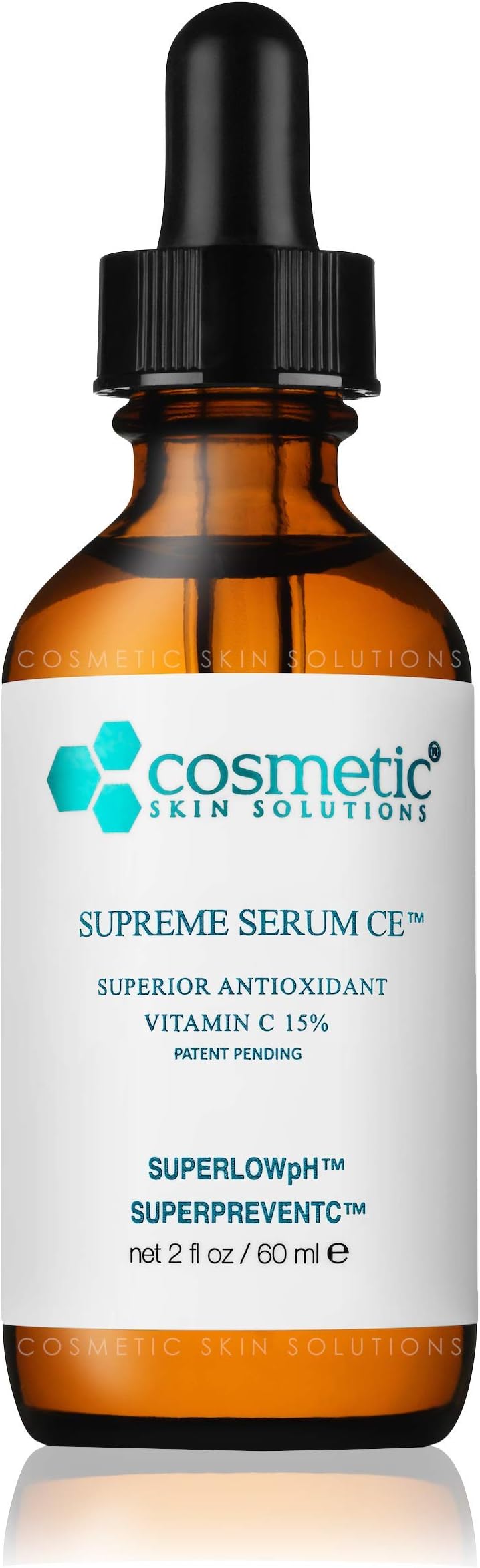 Supreme Serum CE (Vitamin C+E Serum) - 2 oz / 60 ml - 15% Vitamin C, Vitamin E, hyaluronic acid. Super Antioxidant, UV Protection, Neutralizes Free Radicals