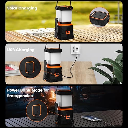 Miniatura 2 de Linterna LED para campamento, recargable, 1000 lúmenes, portátil con 5 modos de luz, IP44 impermeable 4400 mAh, linterna para tienda de campaña,