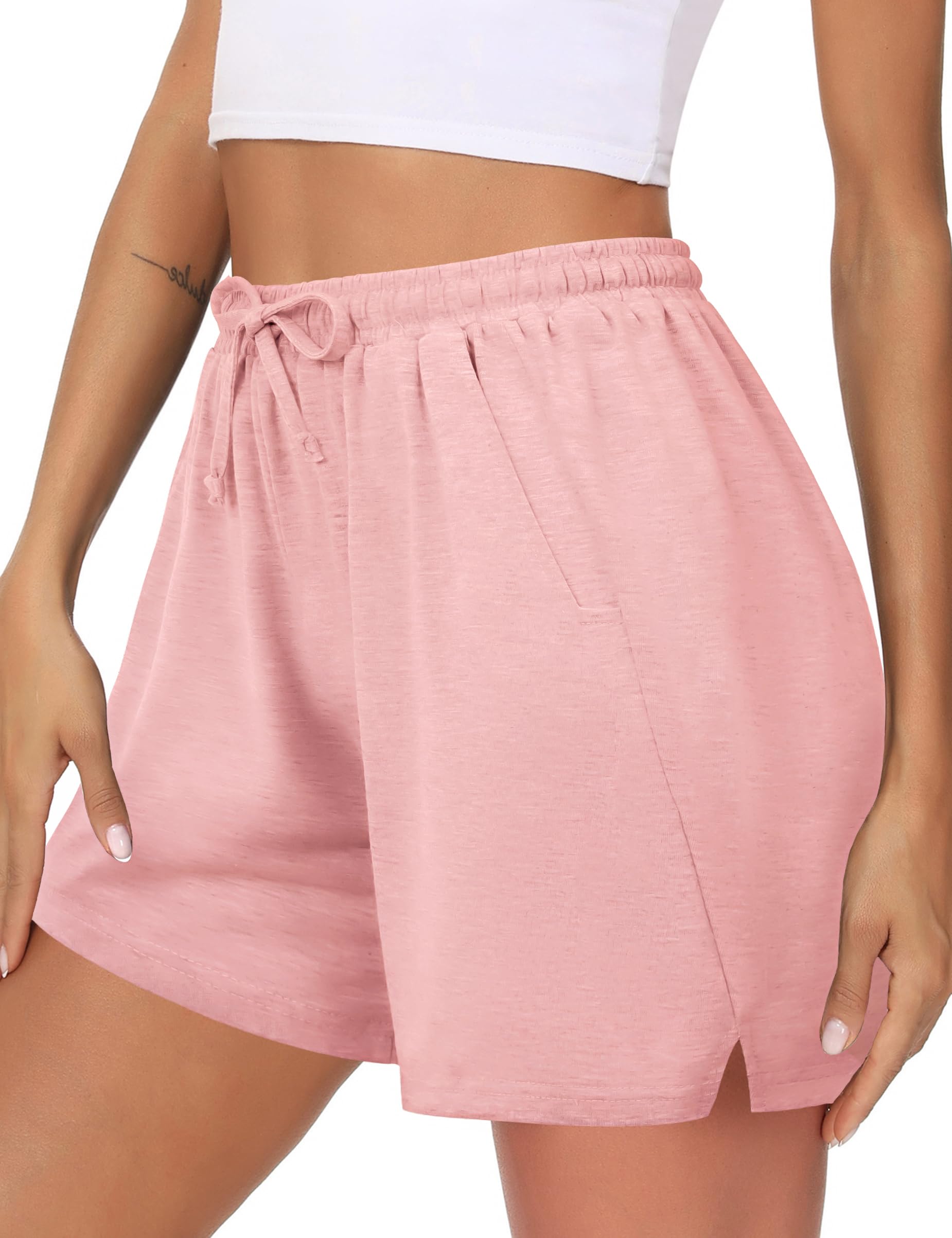 Litherday Shorts Damen Sommer Kurze Jogginghose Sommer Sportshorts Baumwolle Freizeitshorts mit Taschen Lässige für Running Gym Fitness