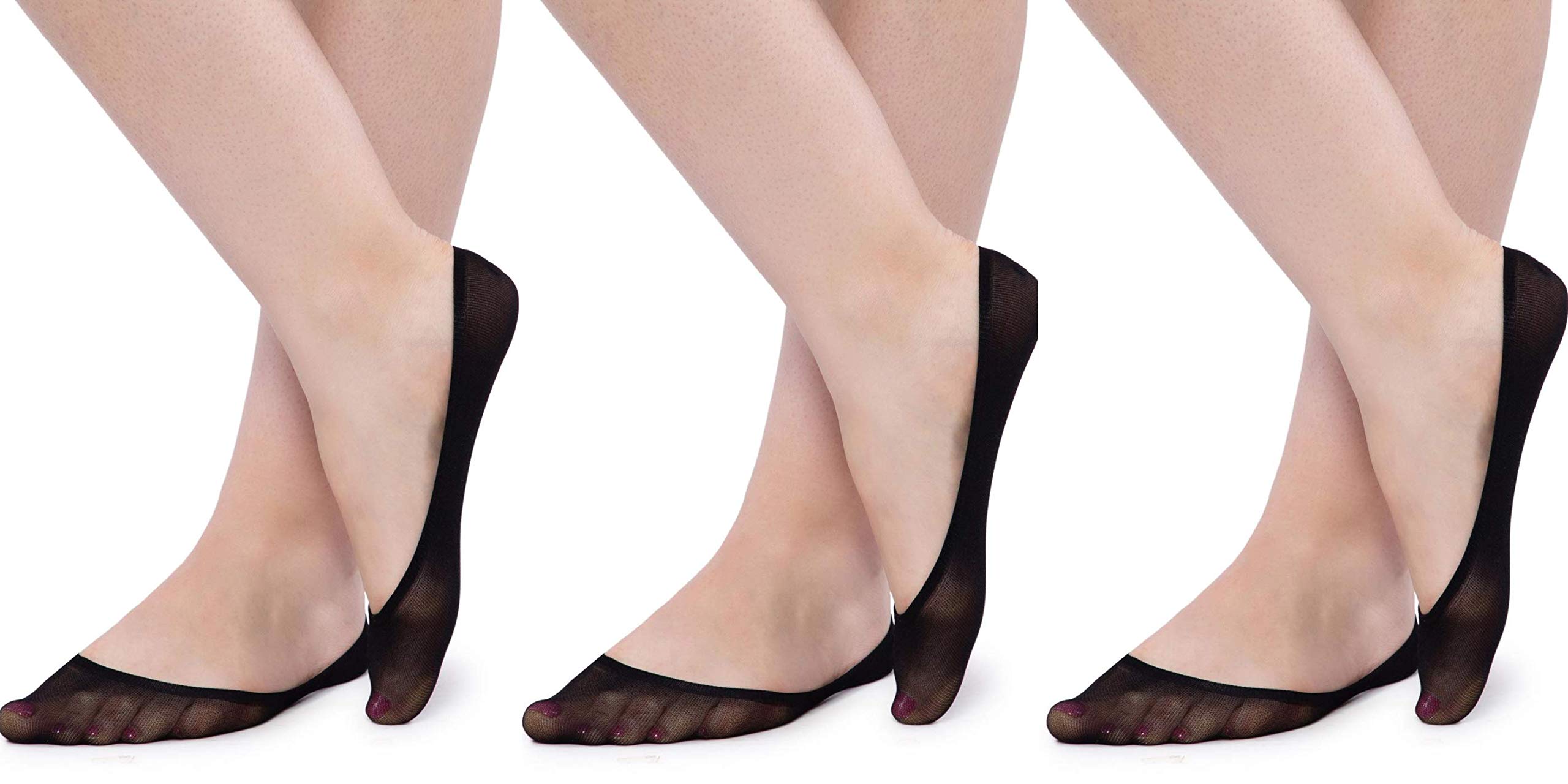Women's No-show Nylon & Spandex Socks (Pack of 3)