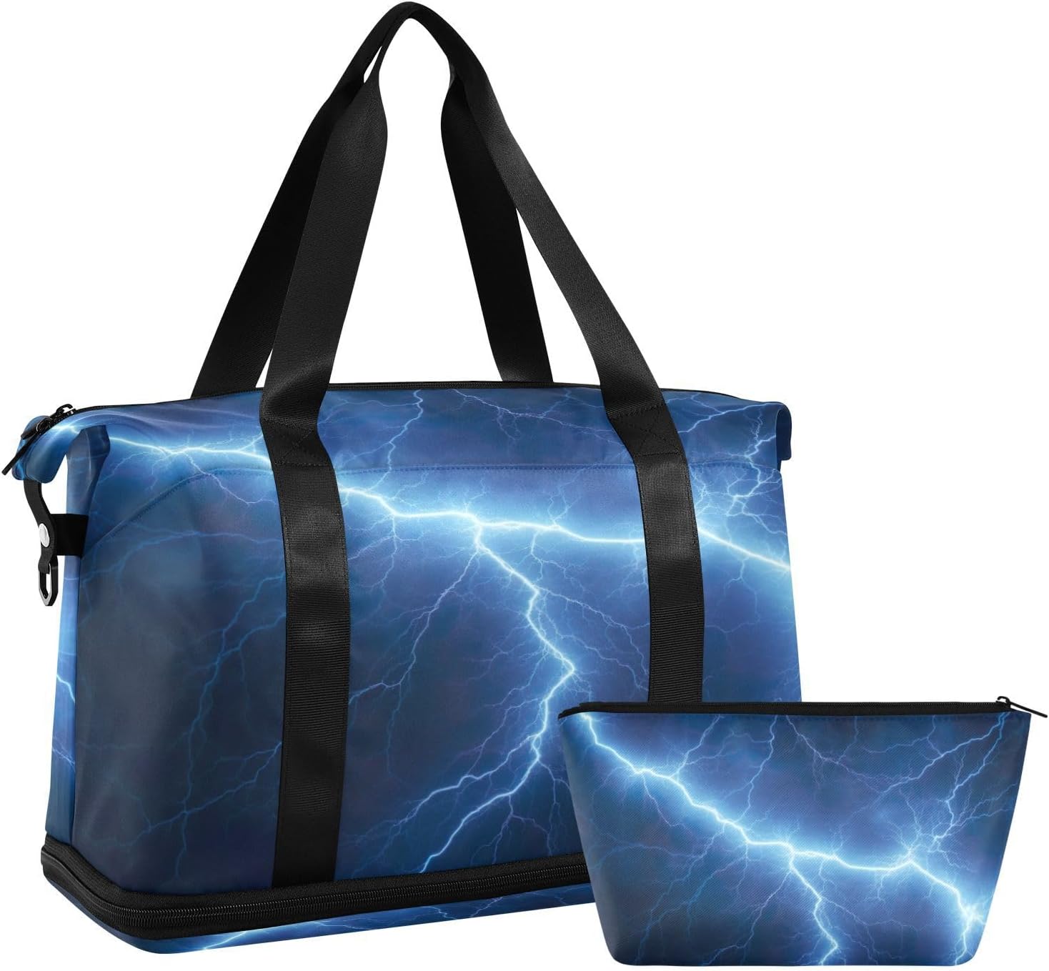xigua Gym Bag Blue Lightning Travel Duffel Bag - Sports Gym Bag with Dry Wet Pocket Cosmetic bag & Shoes Compartment for Women and Men