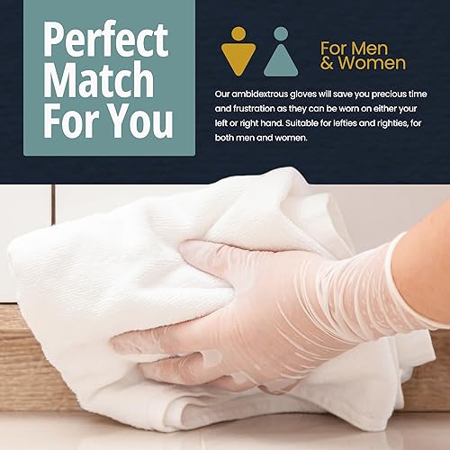 Miniatura 4 de Medpride - Guantes de vinilo para examen médico  Sin látex ni talco  Desechables ultrarresistentes transparentes  Uso en manejo de alimentos