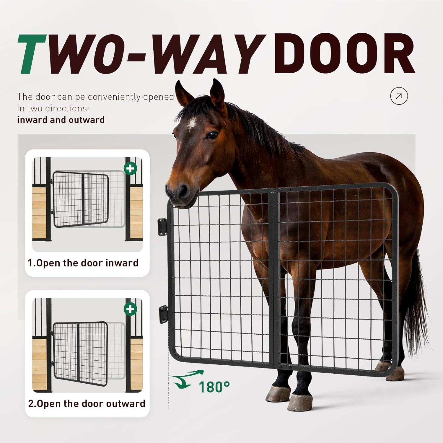Horse Stall Gate 48 Inch Wide Compatible with Livestock Enclosures Steel Powder Coated Gray
