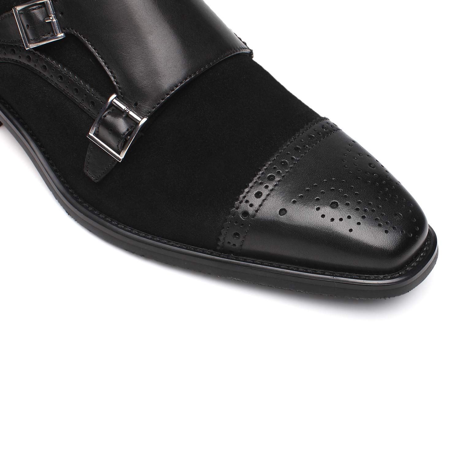 La Milano Herren-Slipper aus Leder mit doppeltem Mönchriemen