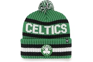 Official '47 NBA Boston Celtics Primary Logo Bering Cuffed Knit Pom Beanie Hat