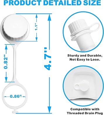 Drain Plug caps, Cooler Threaded Drain Plug Caps with Tether. Cooler Replacement Parts. Replacement Cooler Threaded Drain caps. for Igloo Cooler. Set of 2.
