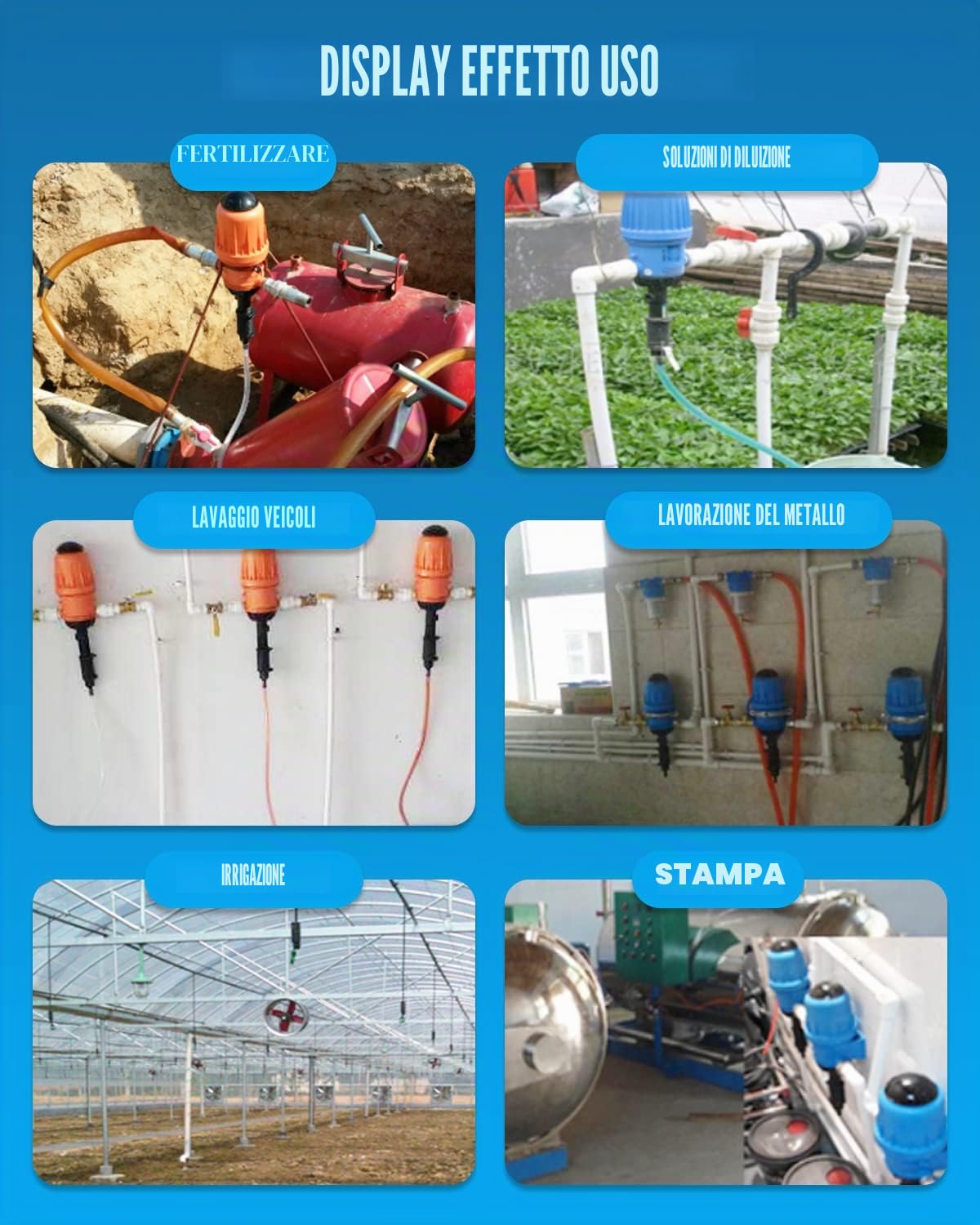 NEWTRY 0,4% ~ 4% dosatore di fertilizzante, Iniettore di concime chimico, Fertilizzante iniettore regolabile acqua dosatore liquido chimico dosatore 4.4~660,43 galloni/h