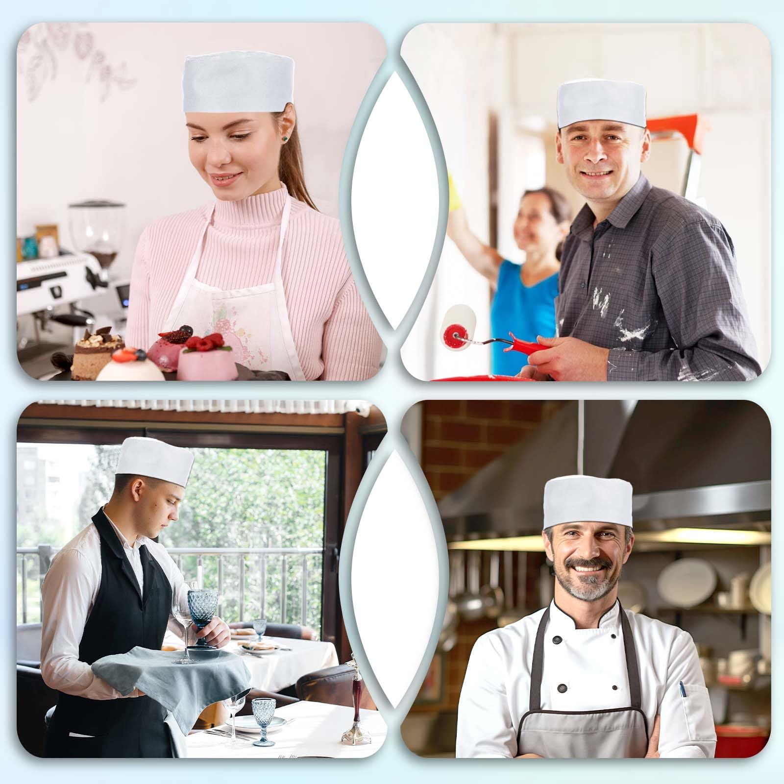 KALIONE Lot de 3 chapeaux de chef blancs réglables pour service alimentaire - Bonnet de chef en maille respirante - Chapeau de restauration professionnel unisexe pour cuisine et restaurant, blanc, 57