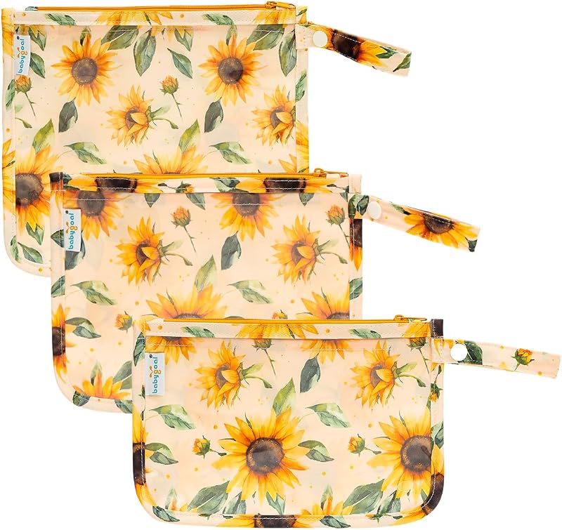 babygoal Necessaires transparentes para viagem com estampa de girassol, pacote com 3