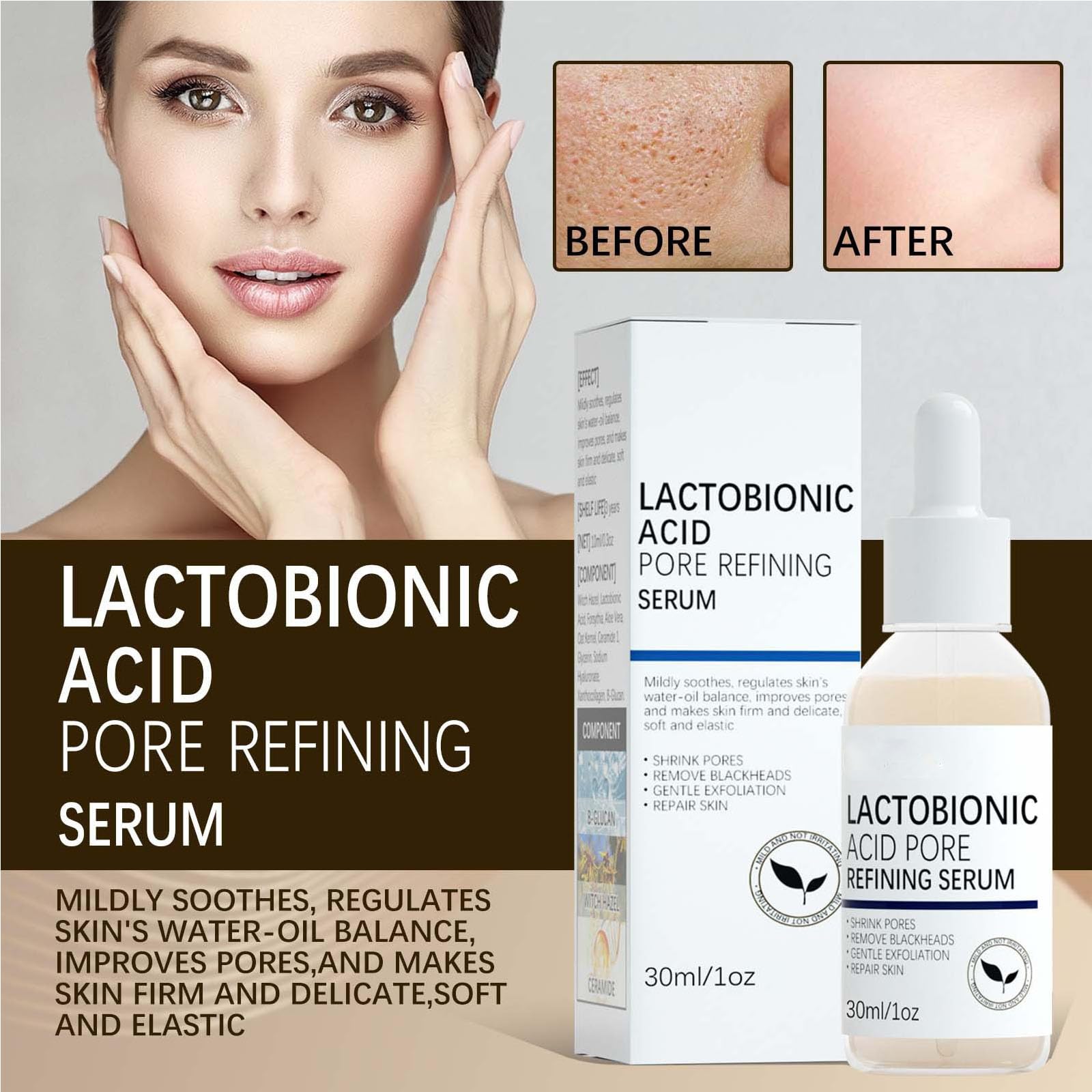 Amazon.com: Lactobionic Acid Pore Refining Serum,Minimize Pores