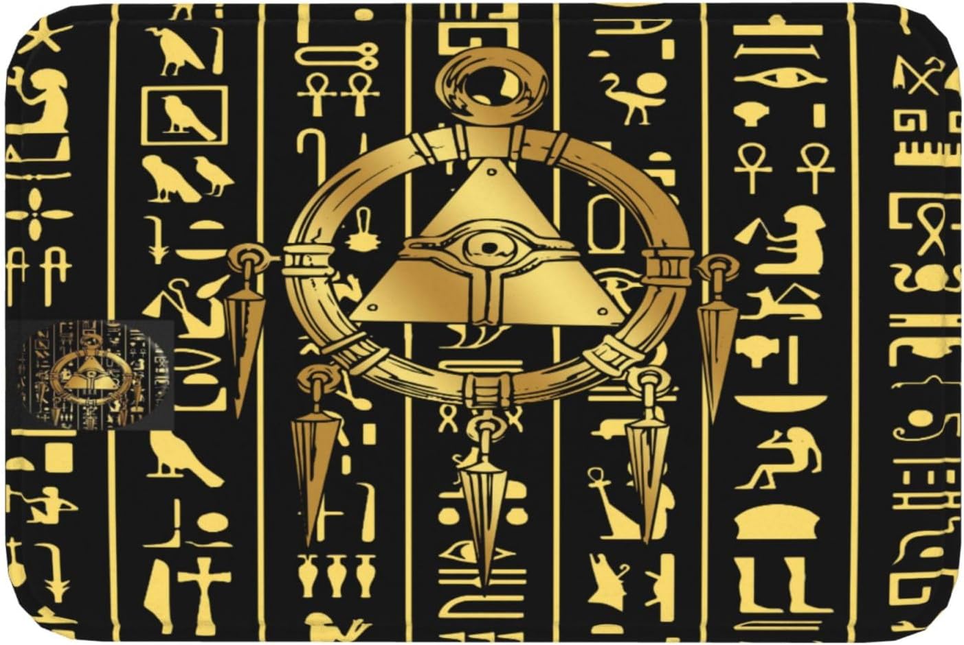 玄関マット カーペット エジプトの象形文字 ヴィンテージ ゴールドの質感 ドアマット 屋外用 玄関マット 泥落とし ドアマット 滑り