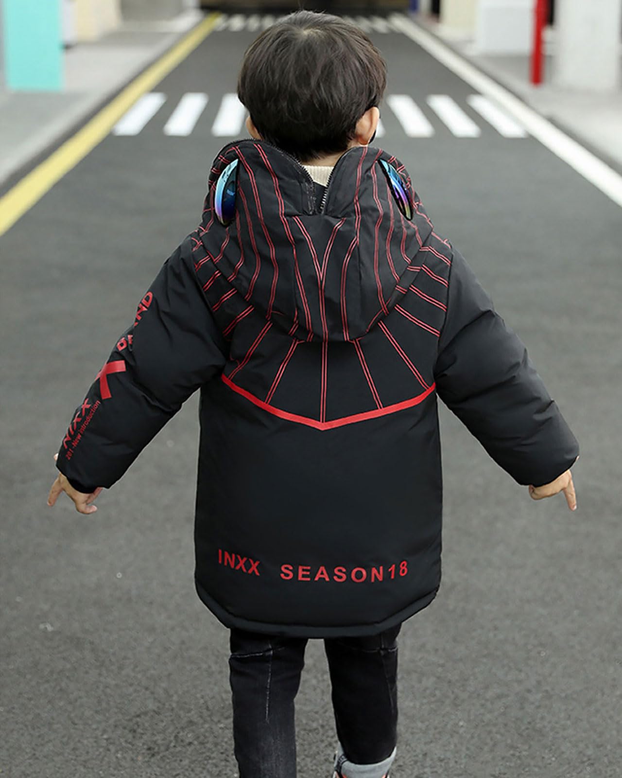 Manteau Hiver Garçon Coupe-Vent Capuche pour Enfant Veste Chaude