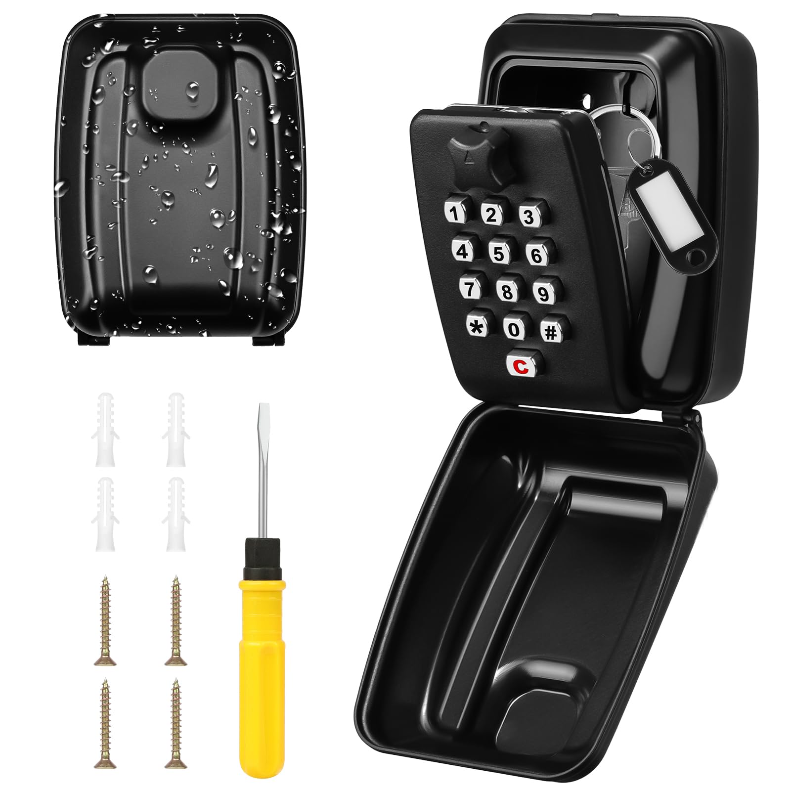 HOTUT Caja de Seguridad para Llaves, Grande Cajetin Llaves, Guarda Llaves Pared con Código 12 Dígitos, Impermeable Caja Fuerte Llaves Combinación, Ideal para Hogar, Oficina, Escuela y Garaje