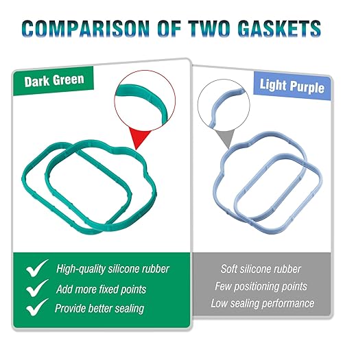 Miniatura 10 de Juntas colector de admisión Juntas inferior y superior Plenum Compatible con Dodge Chrysler Jeep Ram 3.6L 184562A 5184331AC #MS97204 MS97205 12pcs