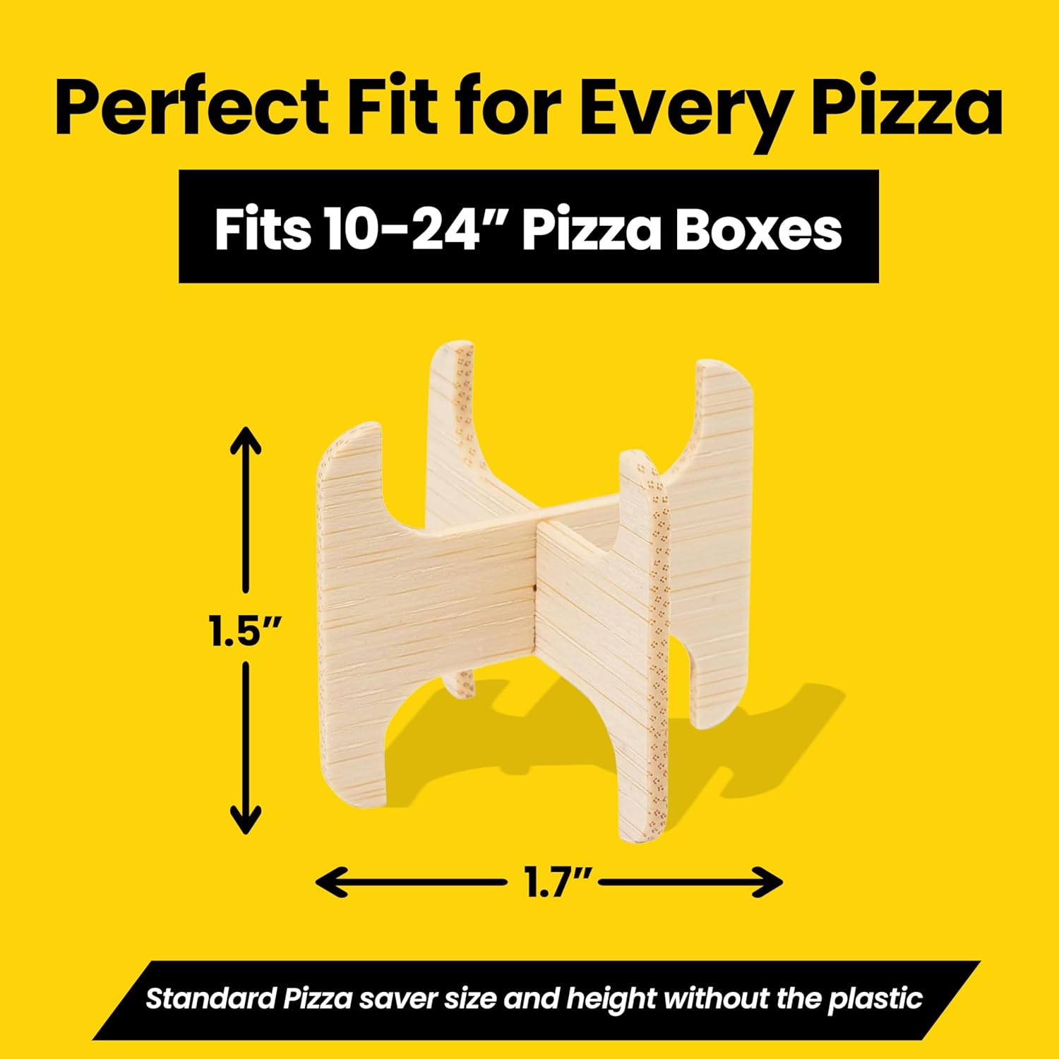 HAY! STRAWS Compostable Bamboo Pizza Saver – 2000 Count | Eco-Friendly, Plastic-Free Pizza Box Spacer | Biodegradable, Natural Pizza Support Stand for Delivery | 1.5" H x 1.8" W