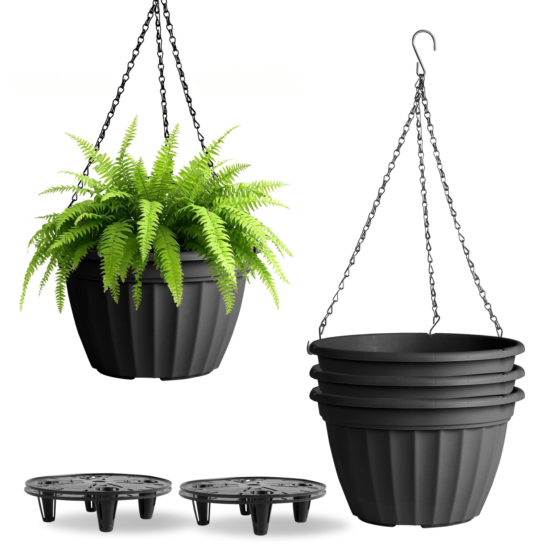 FGstyle 10 Inch 4 Pack Self Watering Hanging Planters