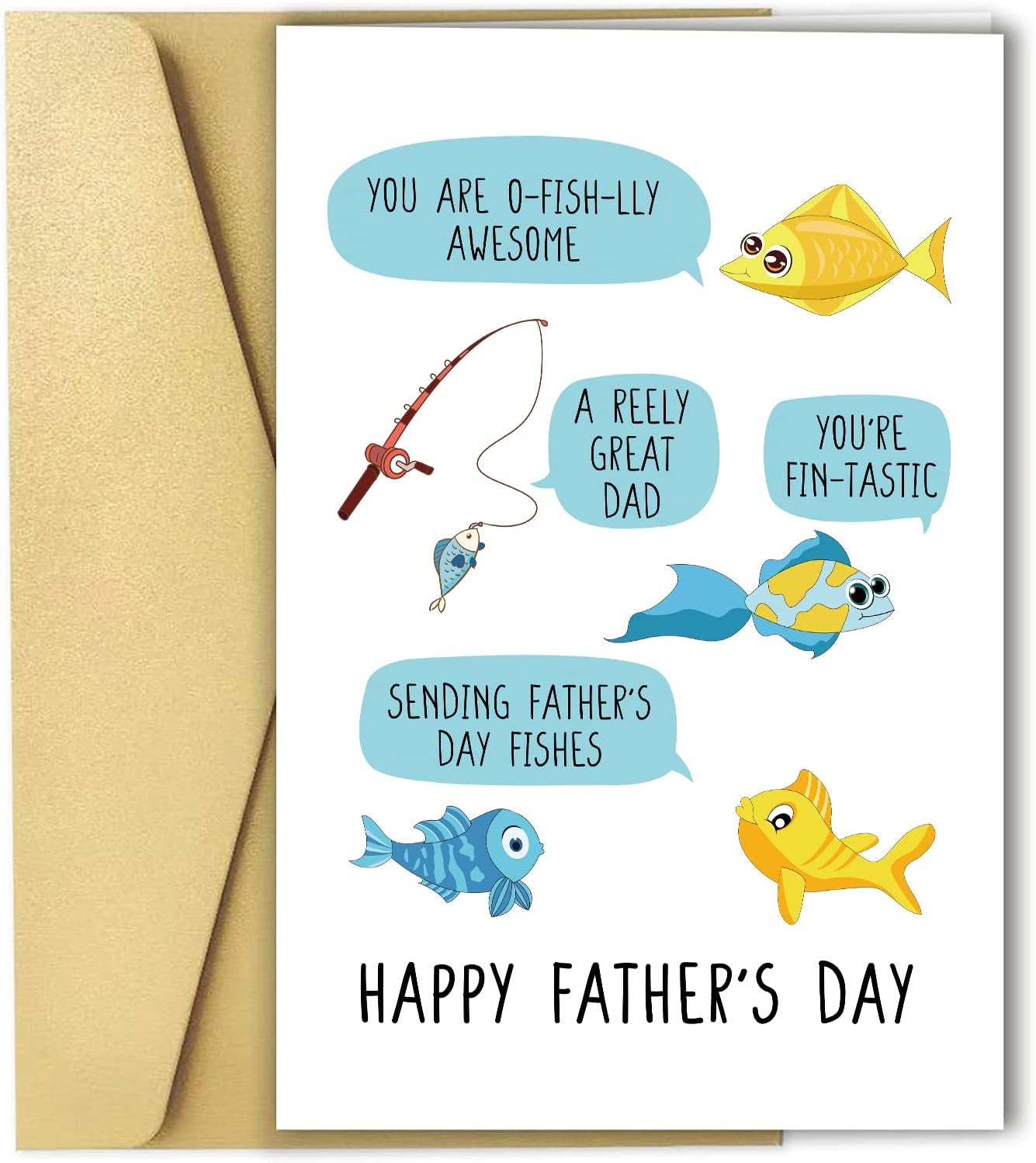 Spercy Cute Fishing Father’s Day Card, Fish Pun Fathers
