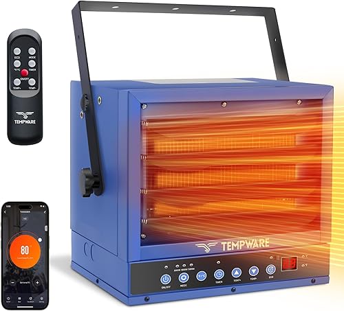 Miniatura 9 de TEMPWARE Calentador eléctrico de garaje, calentador digital de techo forzado con ventilador de 7500 vatios con control remoto de función completa,