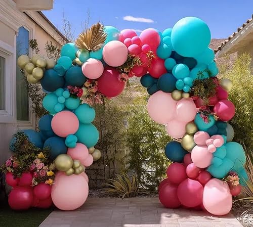 Miniatura 10 de Guirnalda de globos azules y negros de doble relleno, globos azules polvorientos y blancos, arco de globos negros y plateados para cumpleaños, boda