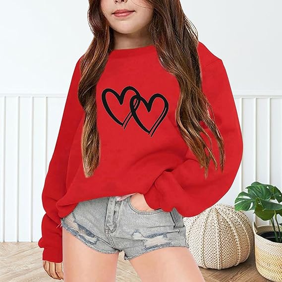 Sweat à Capuche Fille Ado 2-14 Ans - Imprimé Nœud Mignon - Manches Longues, Poche - Polyester - Décontracté, école, Sport