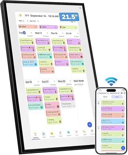 Vista 11 de Canupdog Calendario digital de 15.6 pulgadas, planificador electrónico y tabla de tareas con pantalla táctil IPS de 1920 x 1080P, sistema de 2-Blanco