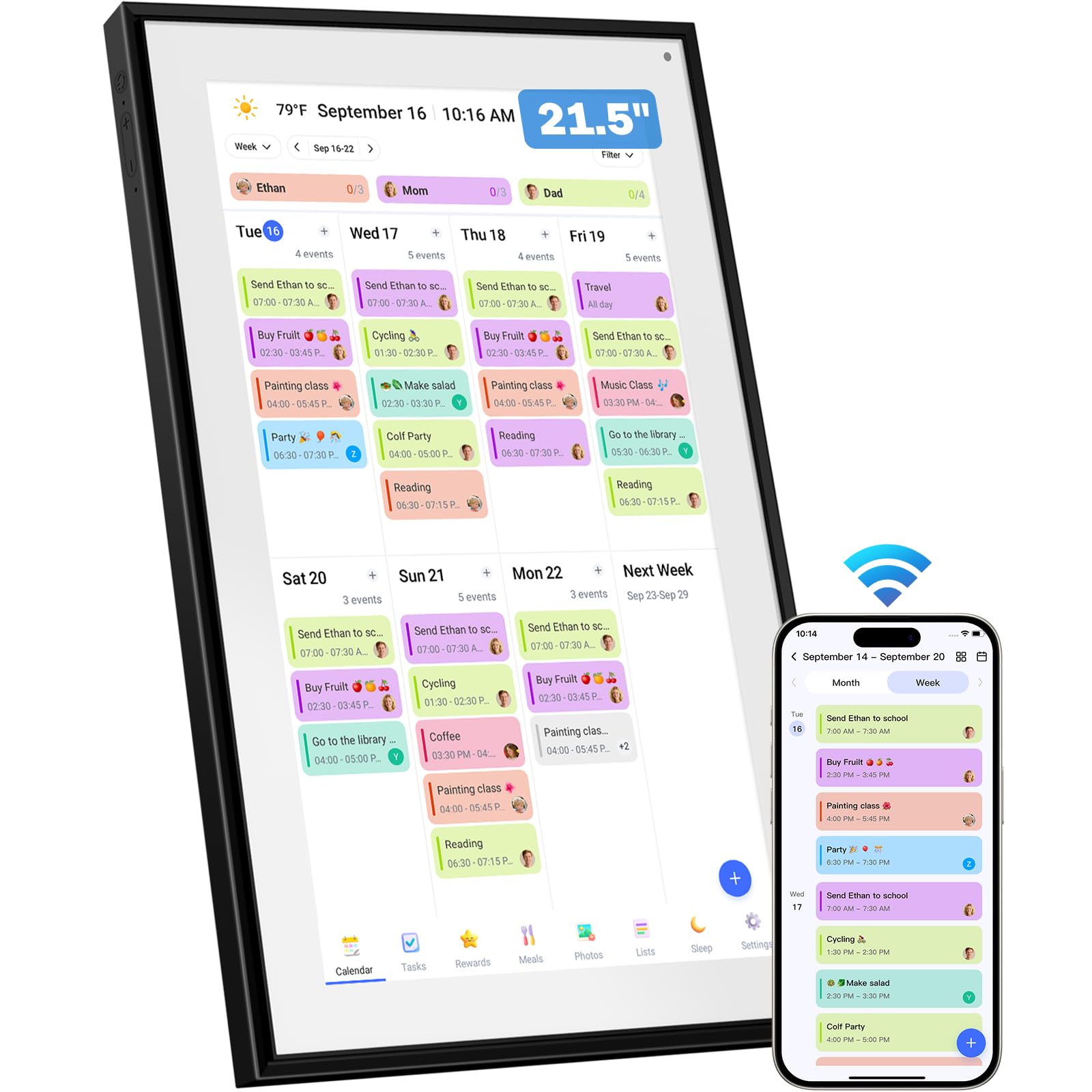 Canupdog 21 5 Inch Digital Calendar Electronic Planner Chore Chart Task Rewards System Family Photo Display Syncs with