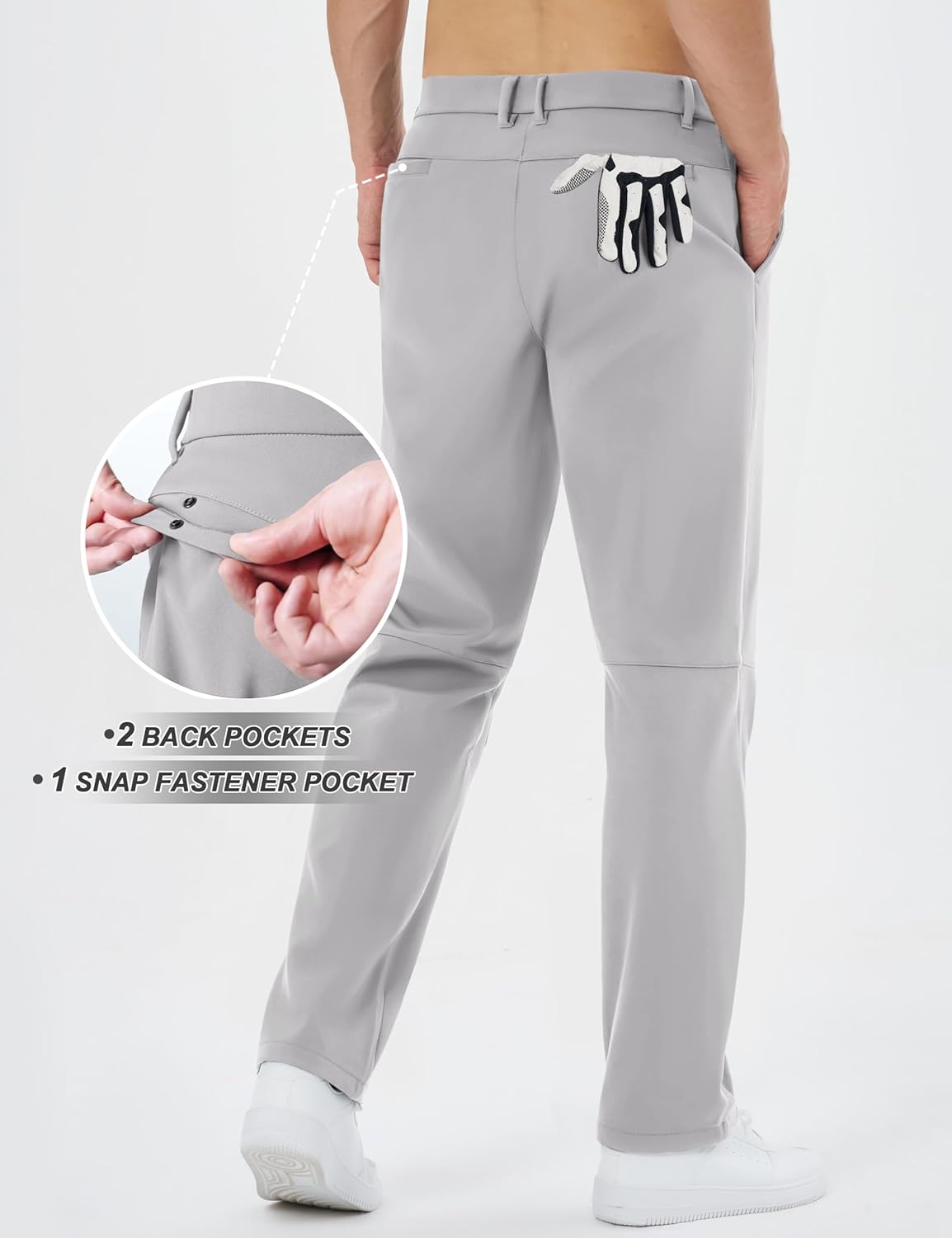 TACVASEN Winter Golf Pants for Men Fleece Lined Work Business Casual Dress Slacks Water Resistant Stretch Warm Trousers - Image 2