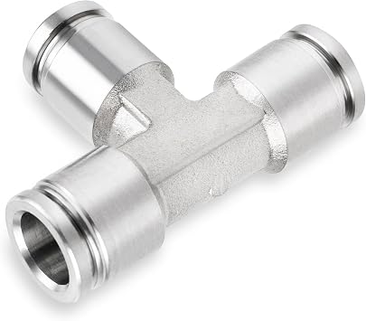 Yoebor Stainless Steel 304 Pneumatic Push to Connect Tee 6mm OD x 6mm OD x 6mm OD 3-way Connector Tube Fitting 1pc