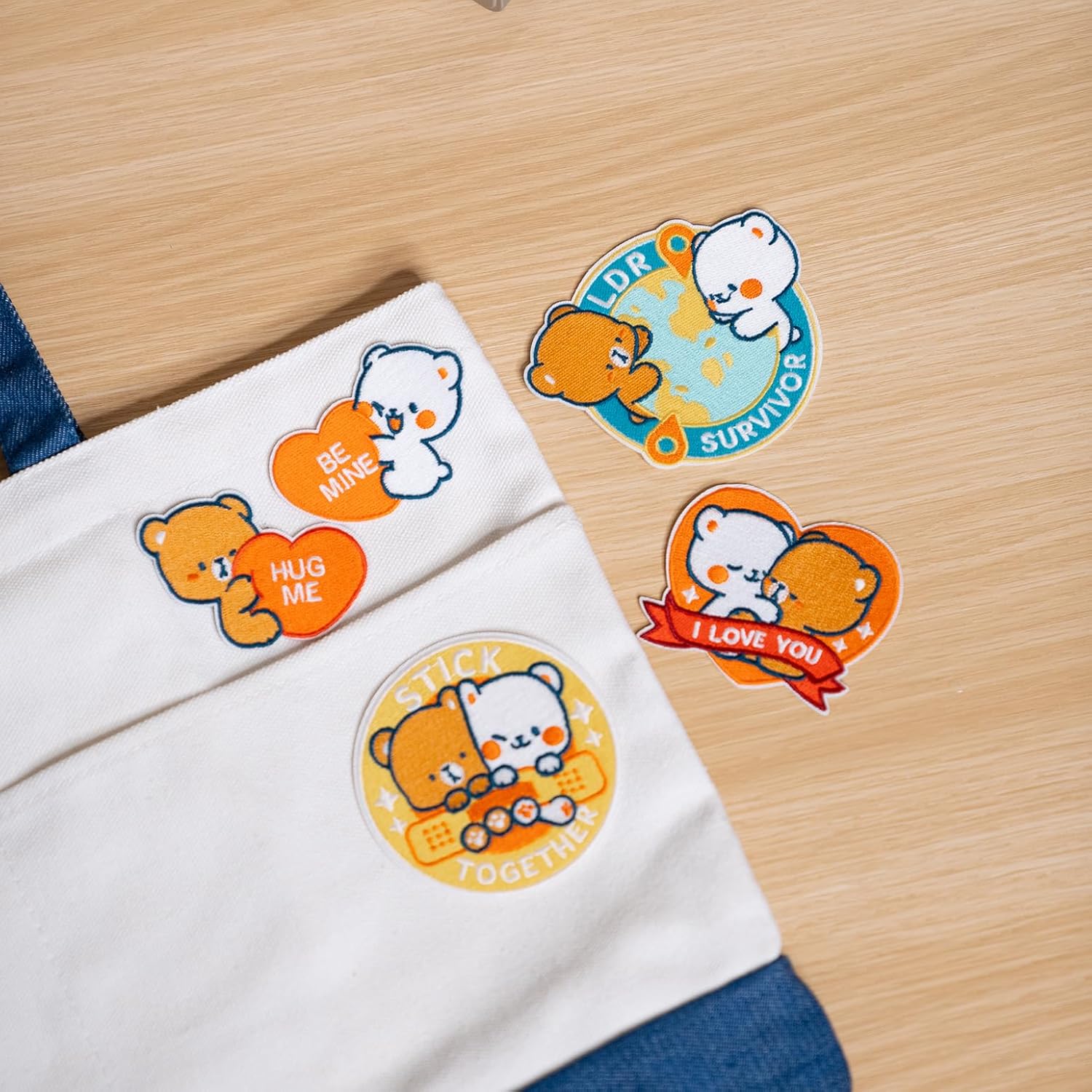 I Love You ワッペン 5個セット 本格ミルクモカベア グッズ アイロン接着 塗りやすい かわいい 愛らしいコットン 刺繍