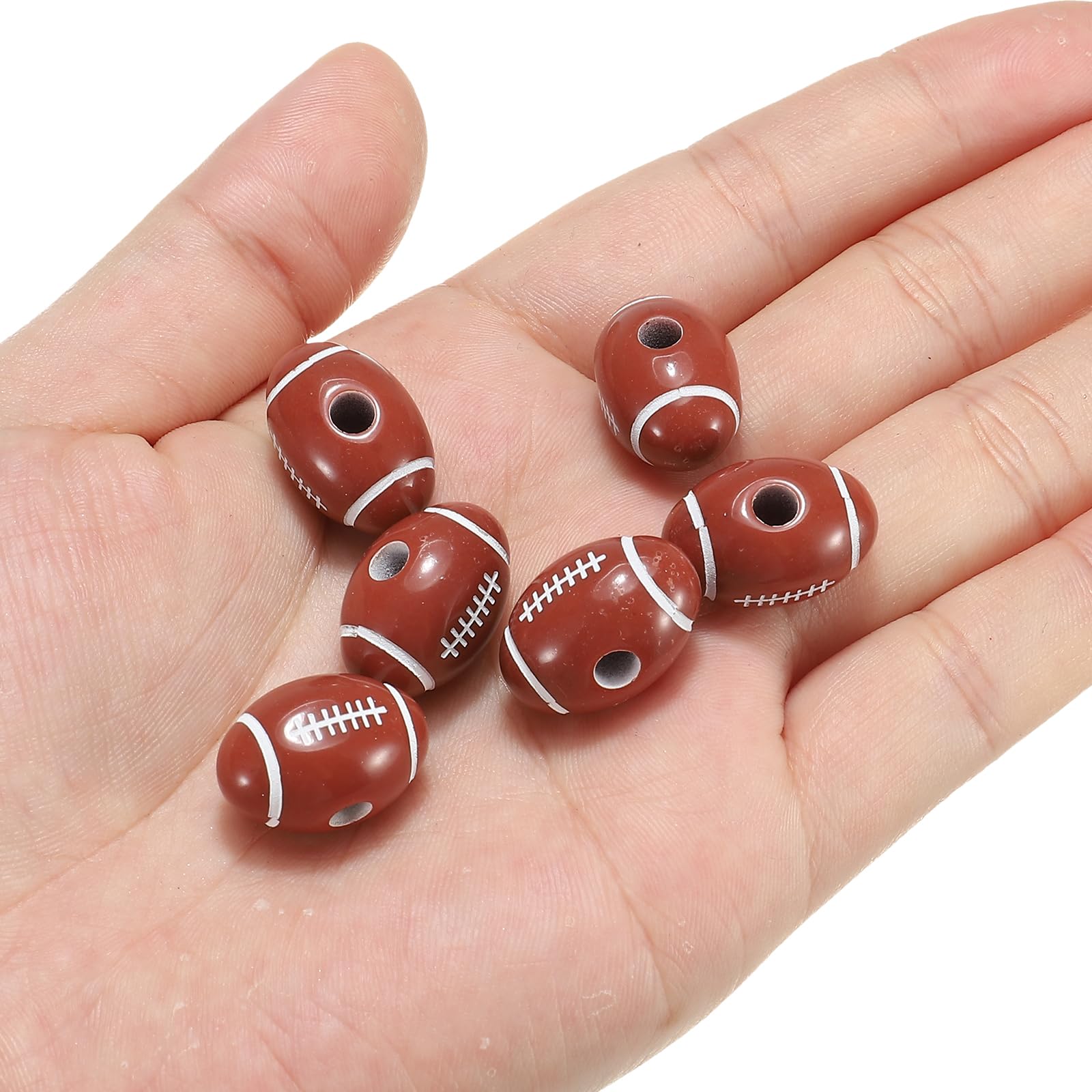 PATIKIL Sports Ball Beads, 100 Pcs Acrylic Rugby Beads Bulk Round Sports Spacer Beads for DIY Crafts Bracelet Necklace Making Brown - Image 4