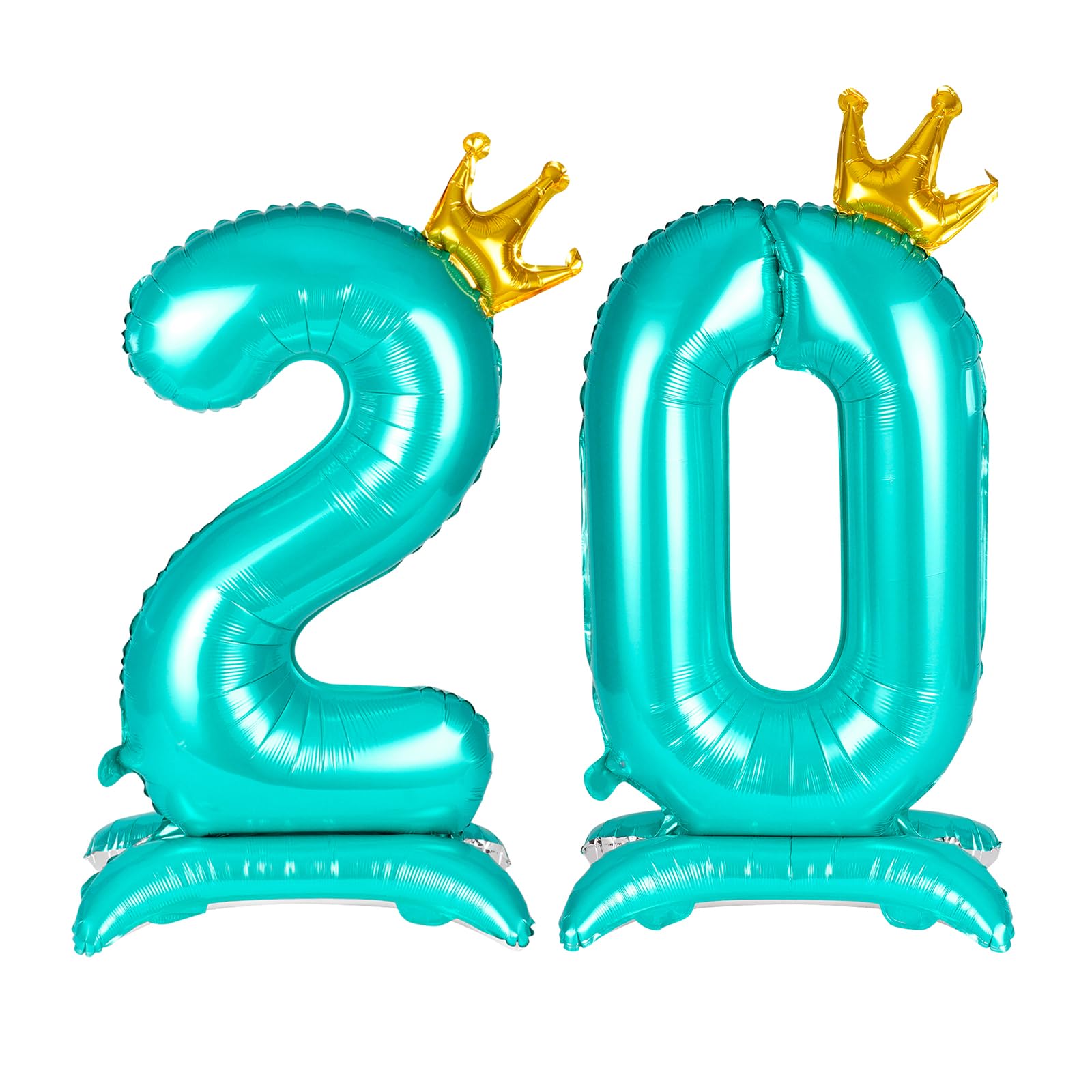 APXEL Blue Standing Crown Number 20 Balloons, 42'' Foil 2 & 0 Balloon