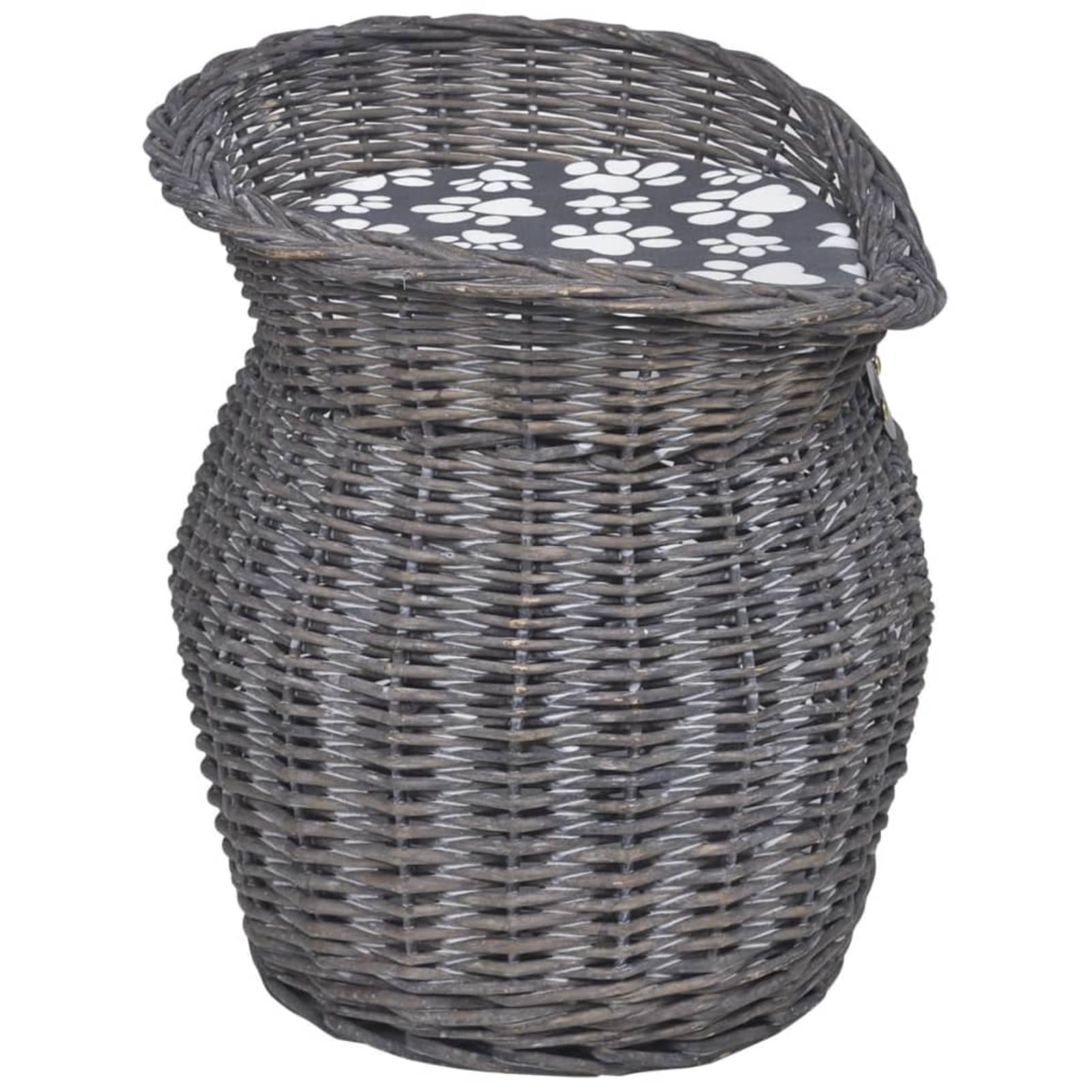 Homgoday Cuccia per Gatti in Vimini, Design Classico, Cuscino Morbido, Leggera e Trasportabile, Grigio, 44 x 33 x 34 cm