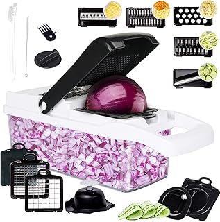 EEGAO Vegetable Chopper 15-in-1 with Container for Veggie, Chopper and Dicer for Onion, Madeline Slicer with Egg Separator...