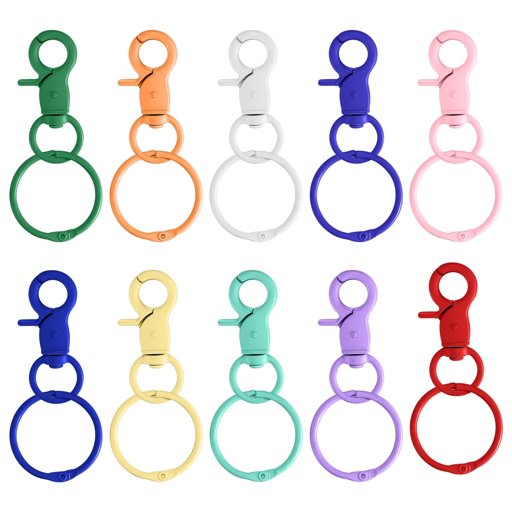 10 Pcs Keyrings Swivel Lobster Clasps with Key Ring Hoops, Keyring Clips, 1.2 inch Key Chain Clips Hooks, Key Ring Clips and Keyring Rings, Colorful Keychain Hooks for Jewellery Making Crafts