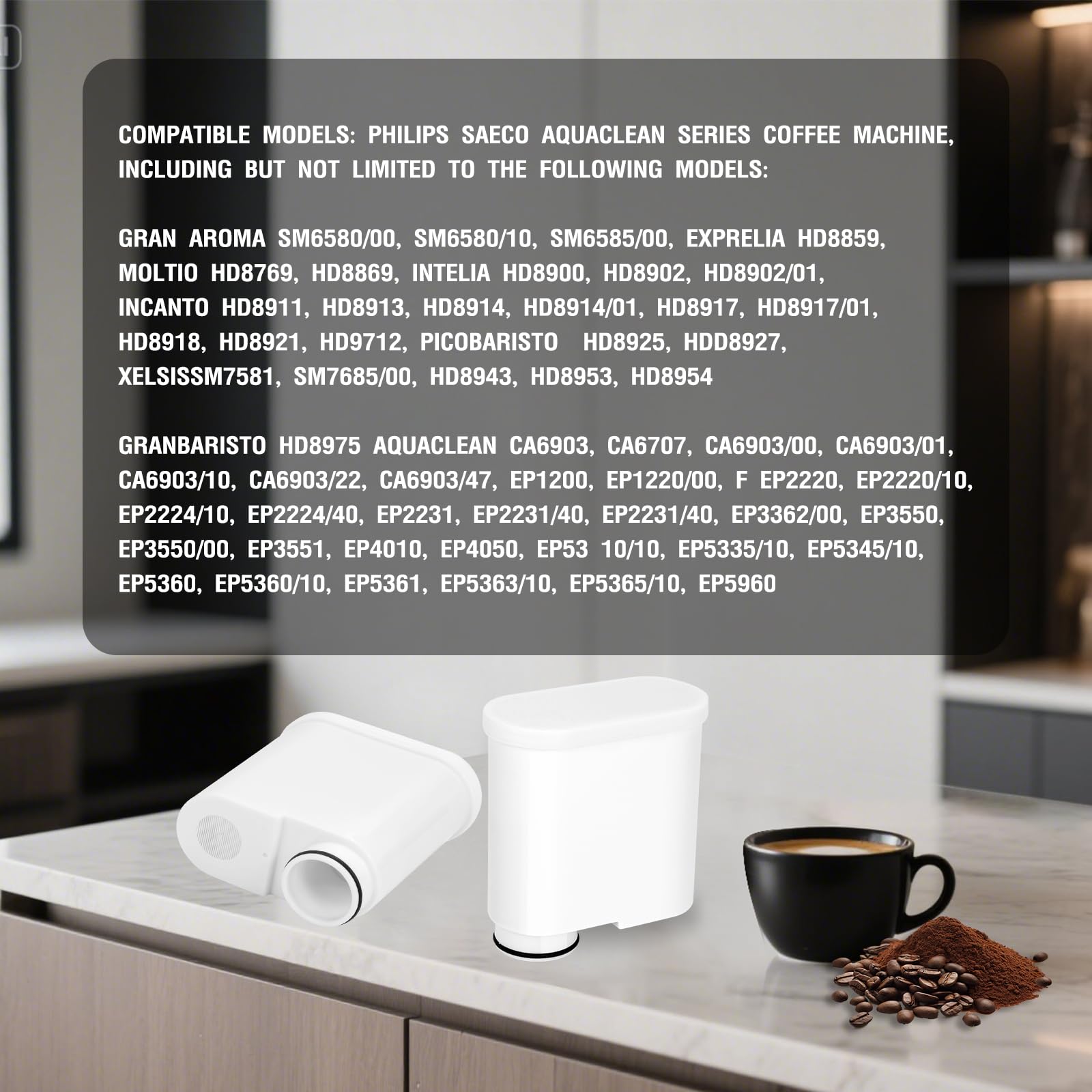 4 Pack CA6903 Coffee Filter Compatible with Philips AquaClean, Water Filter for Fully Automatic Coffee Machines Dedicated Anti-Lime Scale Water