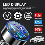 6 in 1 24V/12V Car Charger Adapter,Car Cigarette Lighter USB Charger with PD/Super/QC3.0/3.1A Port & LED Voltage Display,Upgraded Cars Cigarette Lighter Adapter for Multiple Devices